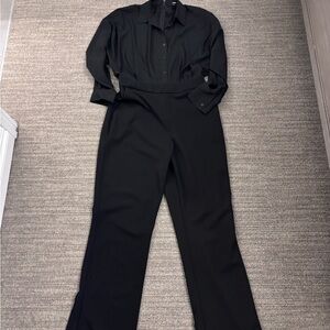 Express Black Button-Front Jumpsuit
